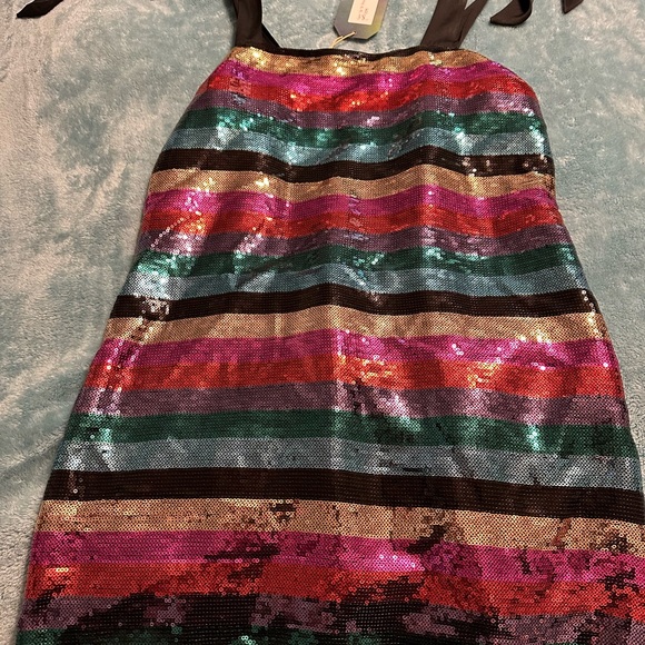 NWT Show Me Your Mumu Womens Super Slip Tie Party Stripe Sequin Dress Size Small - Picture 4 of 5